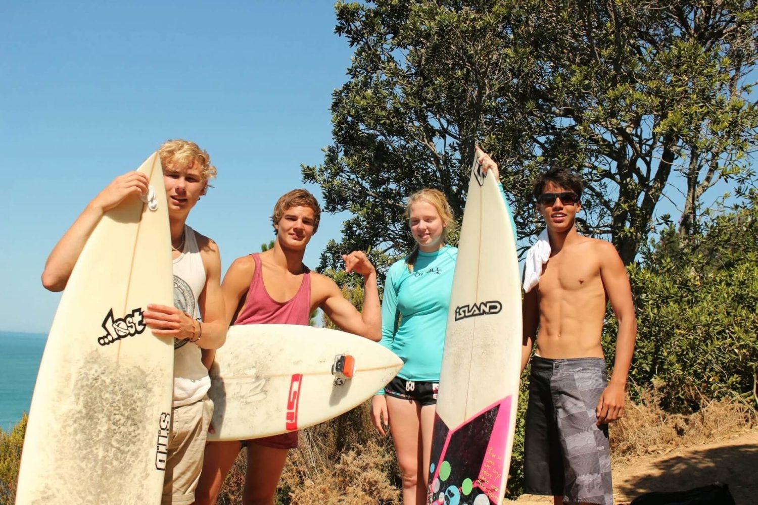 australia Exchange student and friends on a beach in New Zealand