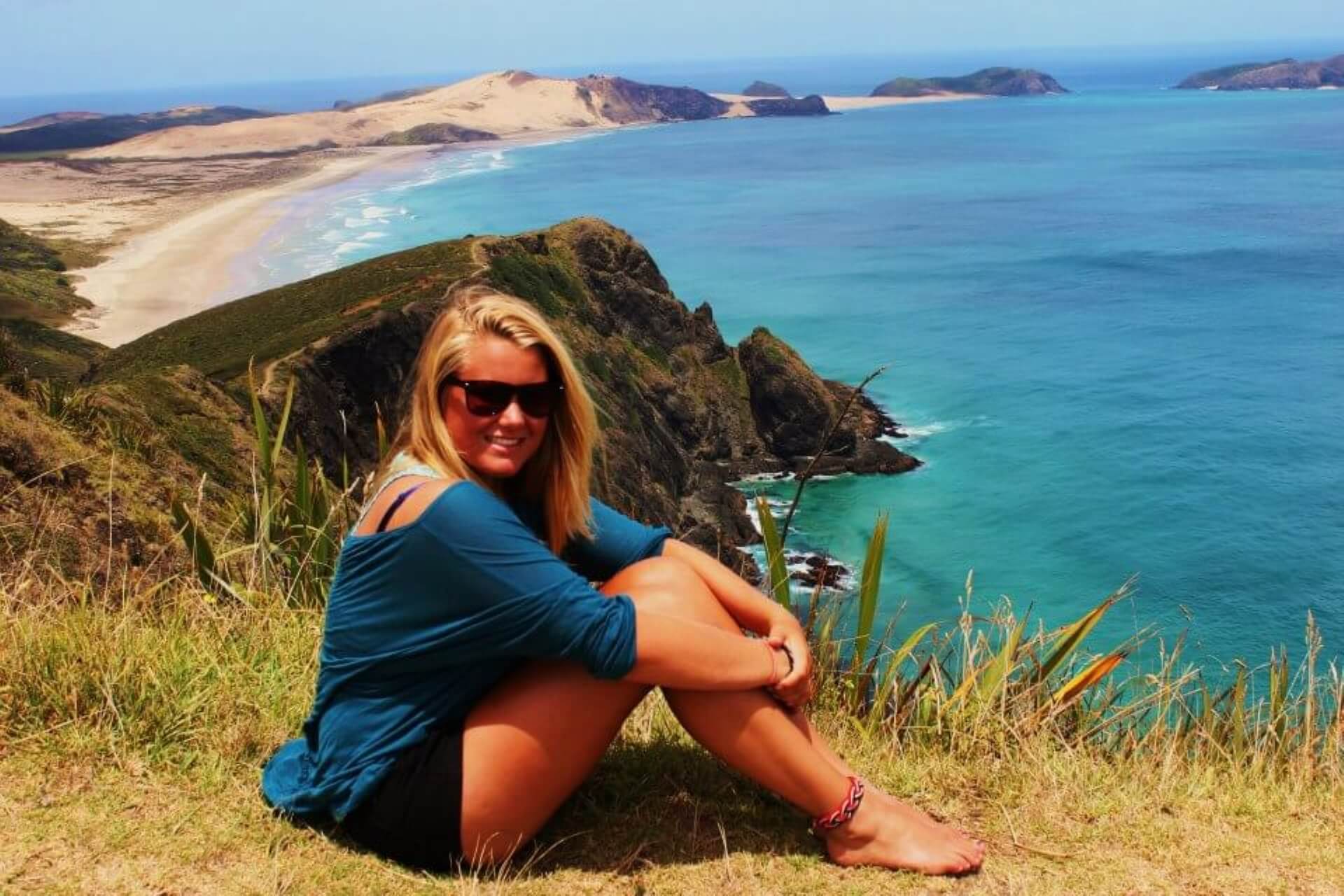 australia Exchange student on a beach in New Zealand